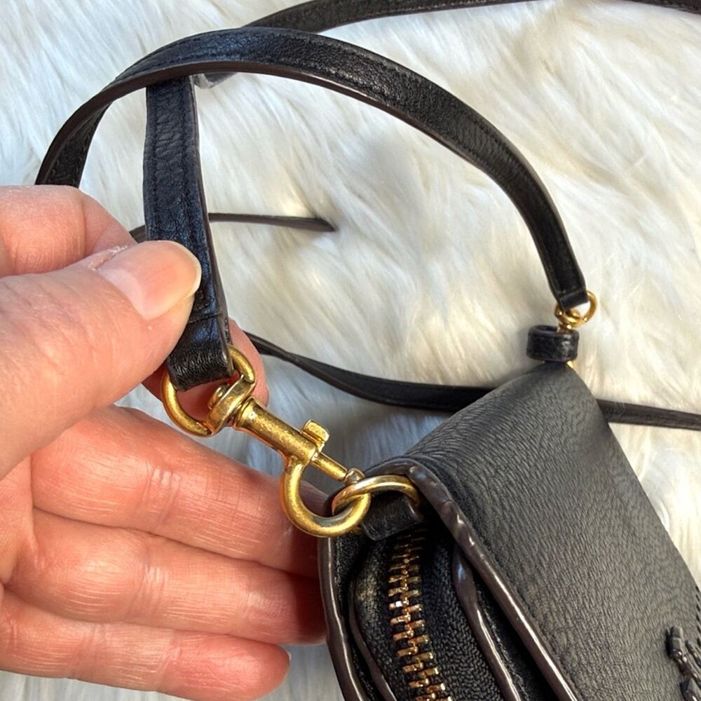 Tory Burch Black McGraw Flat Leather Wallet Crossbody - Picture 5 of 10
